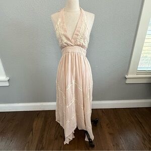 Champagne & Strawberry Halter Flowy Dress Size Small